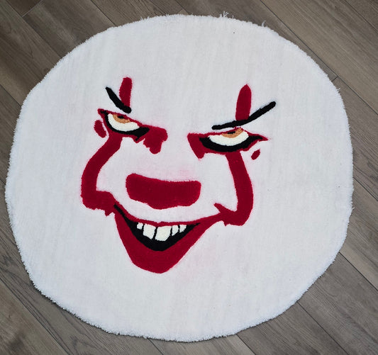 Hand tufted Penny Wise face from "IT"
