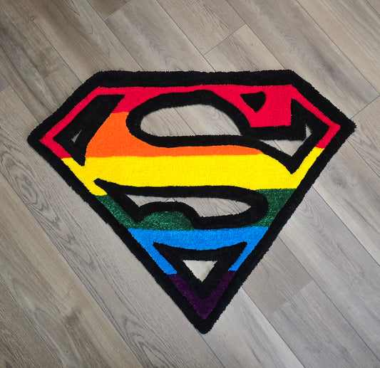 Pride Superman hand tufted rug.